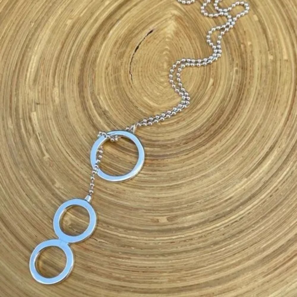 LILLY BARRACK Sterling Silver Signature LARIAT Necklace 18" Bead Ball Chain HTF